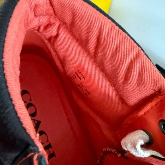 Coach High-Top Men's Sneakers in Black, White & Red - Picture 3 of 3